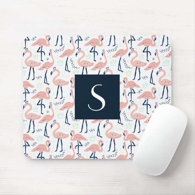 Niedlich rosa Flamingo Monogram Mousepad (Mit Mouse)