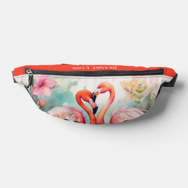 Niedlich rosa Flamingo Name hinzufügen Bauchtasche (Ablage )