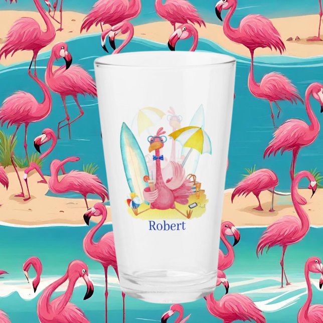 niedlich rosa Flamingo Name hinzufügen Glas (Von Creator hochgeladen)