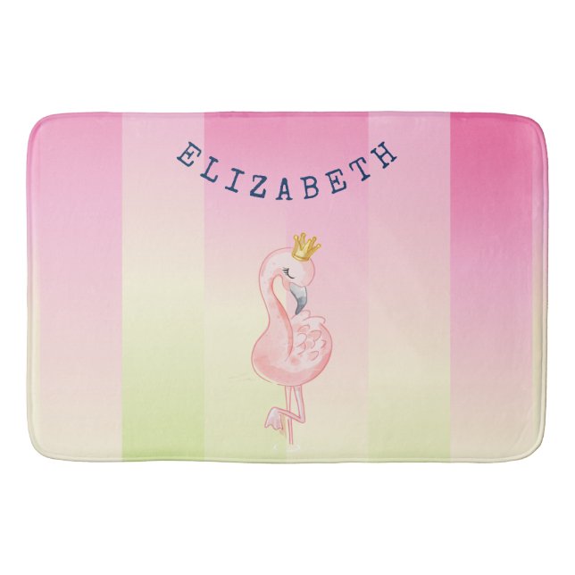 Niedlich rosa Flamingo Ombre Streifen Badematte (Vorderseite)