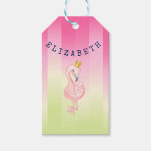 Niedlich rosa Flamingo Ombre Streifen Geschenkanhänger