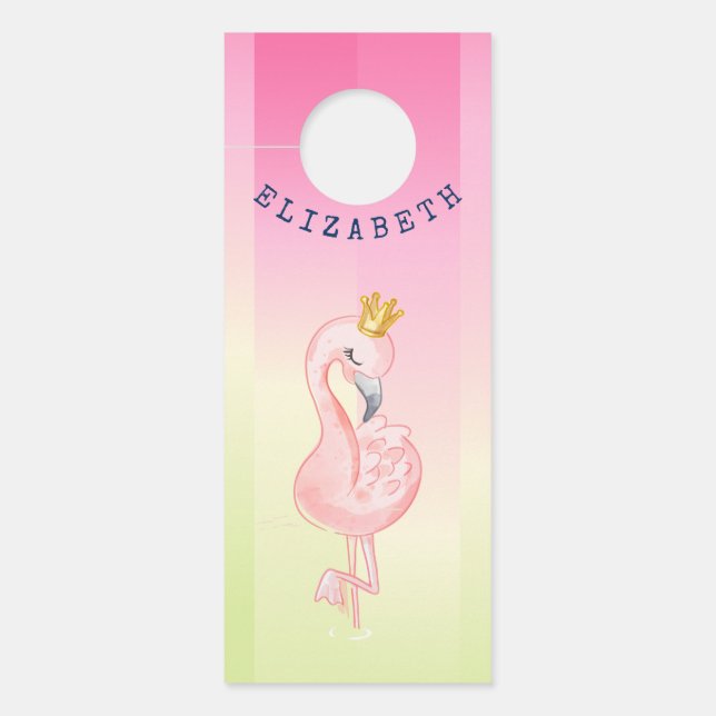 Niedlich rosa Flamingo Ombre Streifen Türanhänger (Vorderseite)