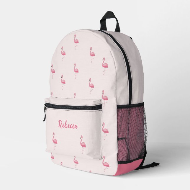 Niedlich rosa Flamingo personalisiert Bedruckter Rucksack (Rückseitige Ecke Rechts)