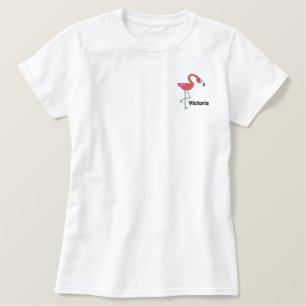 Niedlich rosa Flamingo Personalisiert Besticktes T-Shirt