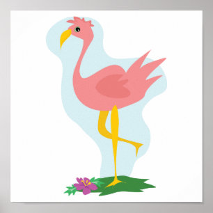 niedlich rosa Flamingo stehend im Garten Poster