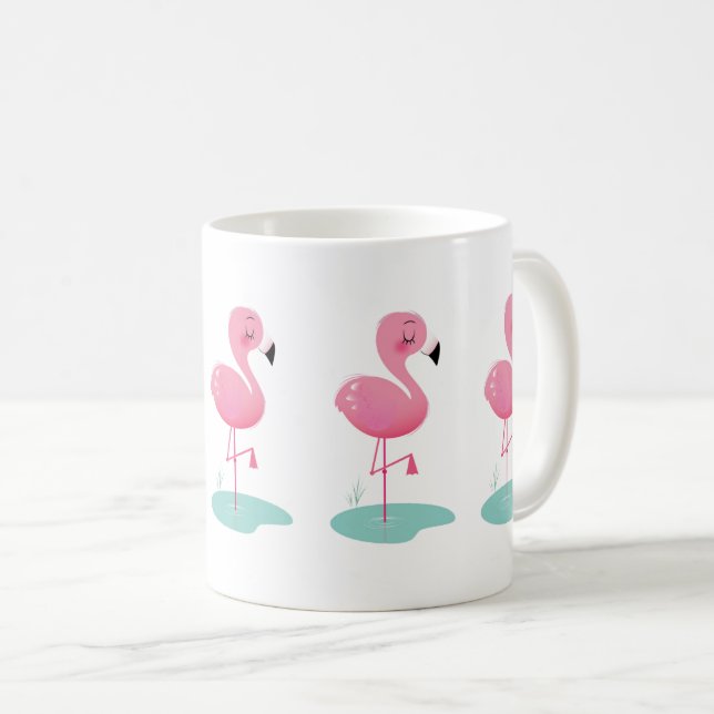 Niedlich-rosa-Flamingo-Tasse Kaffeetasse (VorderseiteRechts)