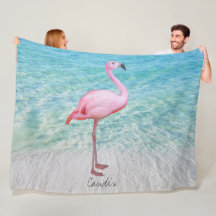 Niedlich rosa Flamingo Tropical Sandy Beach Name