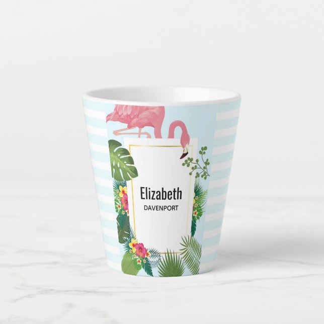 Niedlich rosa Flamingo tropisches Thema Milchtasse (Vorderseite)