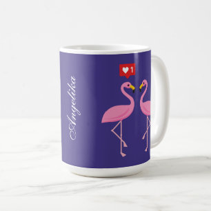 Niedlich rosa Flamingo wie Herzpastel Name hinzu Kaffeetasse