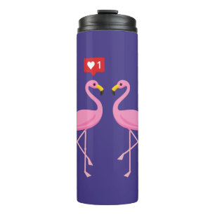 Niedlich rosa Flamingo wie Herzpastel Thermosbecher