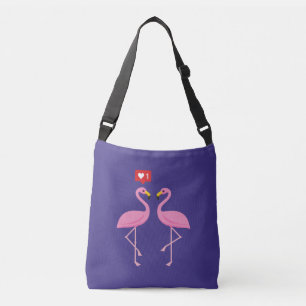 Niedlich rosa Flamingo wie Herzpastel Tragetaschen Mit Langen Trägern