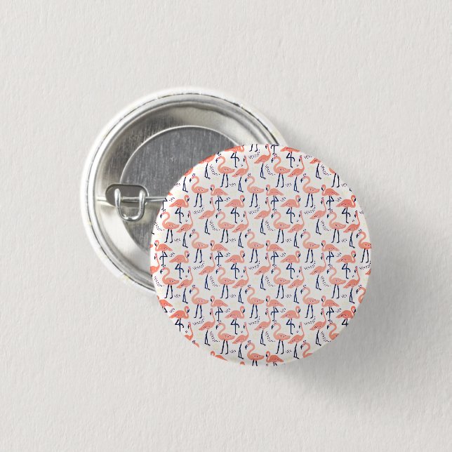 Niedlich rosa Flamingos Button (Vorne & Hinten)
