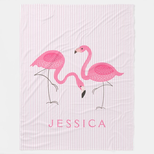 Niedlich-rosa-Flamingos-Illustration Fleecedecke (Vorderseite)
