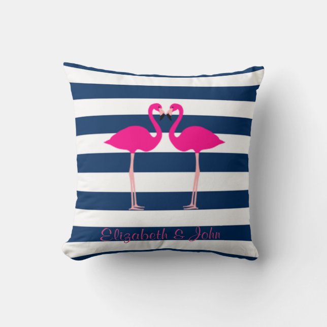 Niedlich rosa Flamingos in Liebe, Personalisiert g Kissen (Vorderseite)