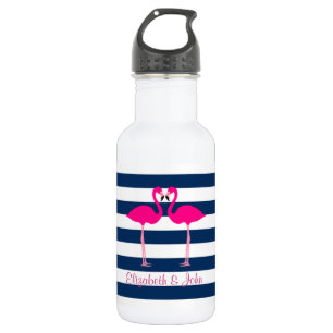 Niedlich rosa Flamingos in Liebe, Personalisiert g Trinkflasche
