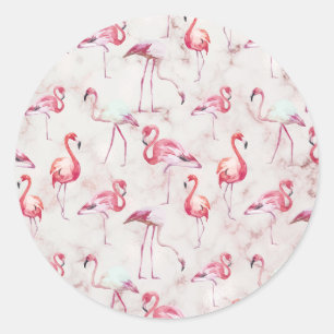 Niedlich rosa Flamingos Modernität Runder Aufkleber