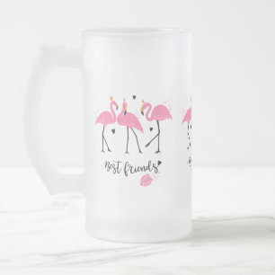 Niedlich rosa Flamingos Premium Vector Mattglas Bierglas