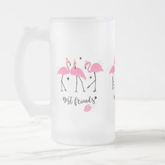 Niedlich rosa Flamingos Premium Vector Mattglas Bierglas