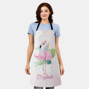 Niedlich rosa FlamingosTropische Blätter Schürze