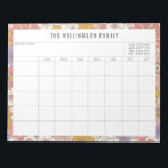 Niedlich-rosa-florale Einfache Familienplaner Kale Notizblock<br><div class="desc">Moderner Niedlicher rosa und gelb bläserner Grenzbund Personalisierter Familienplaner und Kalender Notepad</div>