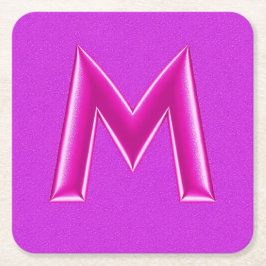 Niedlich rosa Fohlen M Monogramm Glitzer Untersetz Rechteckiger Pappuntersetzer