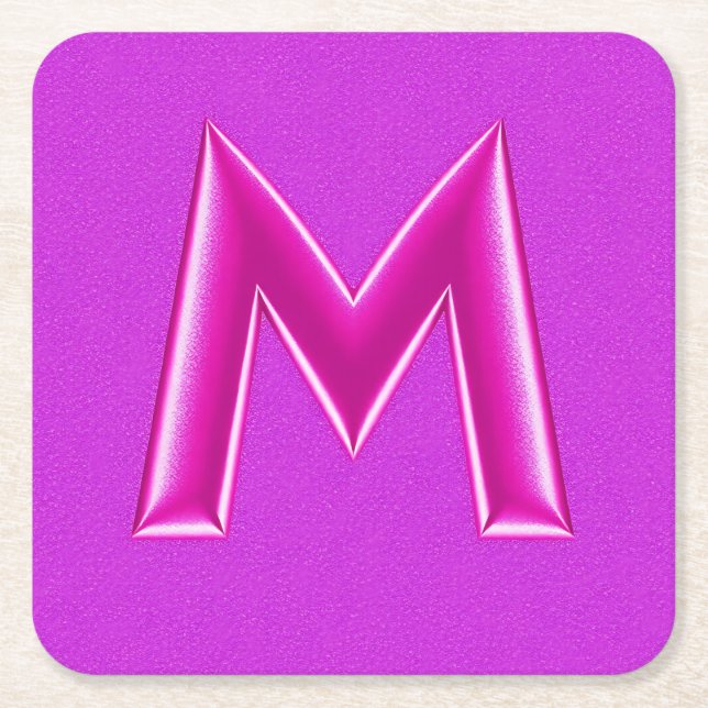 Niedlich rosa Fohlen M Monogramm Glitzer Untersetz Rechteckiger Pappuntersetzer (Vorderseite)