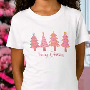 Niedlich rosa, froher Weihnachtsbaum T-Shirt