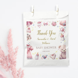 Niedlich rosa fröhliche Babydusche Blumendesign Geschenktütchen