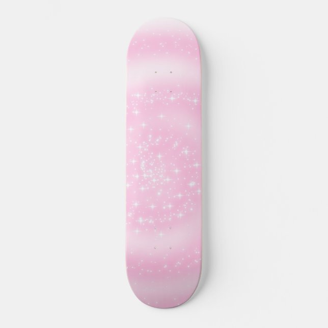 Niedlich rosa Funkelnd Sternenspirale Skateboard (Vorderseite)