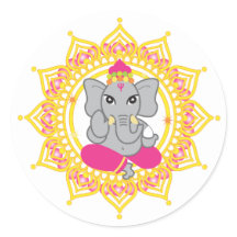 Niedlich-Rosa-Ganesha-Aufkleber