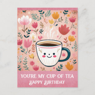 Niedlich rosa Geburtstag bist du mein Tee-Cup Postkarte