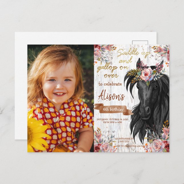 Niedlich rosa Geburtstagsparty Postkarte (Vorne/Hinten)