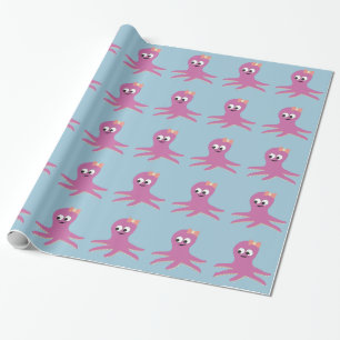 Niedlich-rosa-Girl Octopus Geschenkpapier