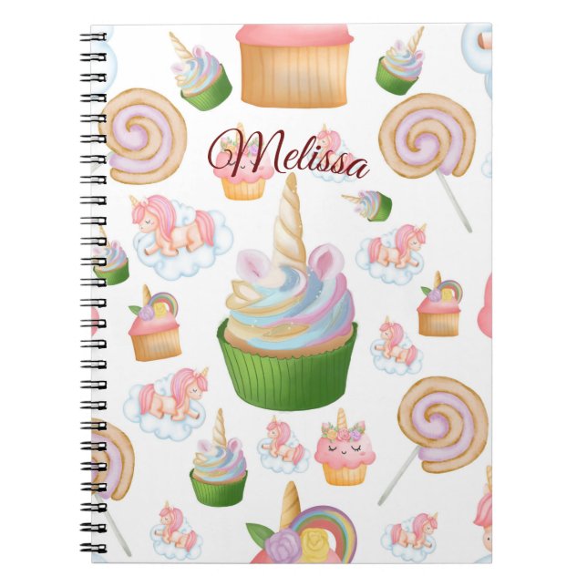 Niedlich rosa Girlanname Cupcake Unicorn Muster Notizblock (Vorderseite)