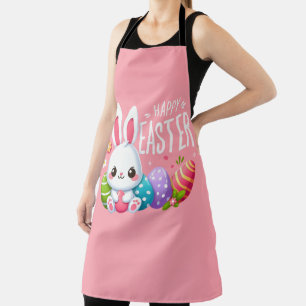 Niedlich, rosa glücklich Osterhase Schürze