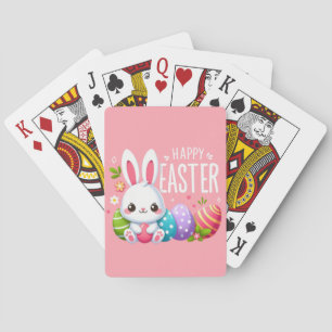 Niedlich, rosa glücklich Osterhase Spielkarten