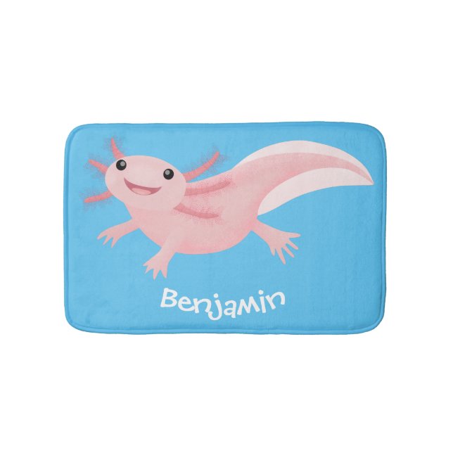 Niedlich-rosa-glückliche axolotl badematte (Vorderseite)