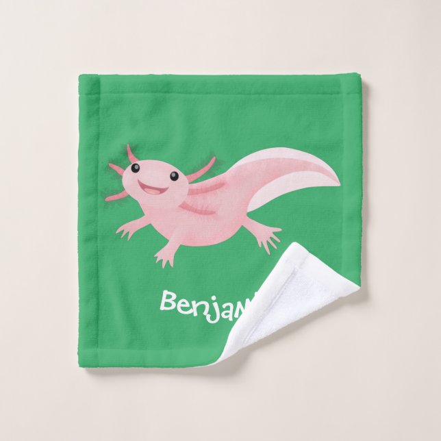 Niedlich-rosa-glückliche axolotl badhandtuch set (Waschlappen)