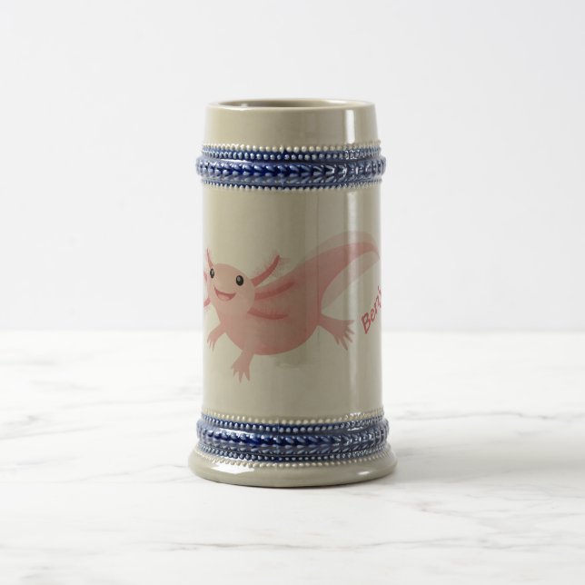 Niedlich-rosa-glückliche axolotl bierglas (Mittel)