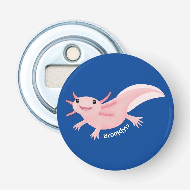 Niedlich-rosa-glückliche axolotl flaschenöffner (Vorderseite)