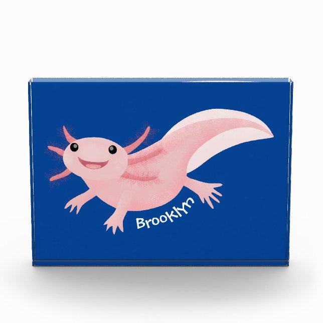 Niedlich-rosa-glückliche axolotl fotoblock (Vorderseite)