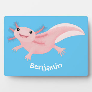 Niedlich-rosa-glückliche axolotl fotoplatte