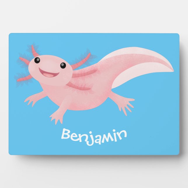 Niedlich-rosa-glückliche axolotl fotoplatte (Vorderseite)