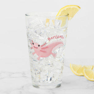 Niedlich-rosa-glückliche axolotl glas
