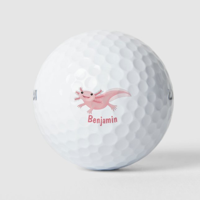 Niedlich-rosa-glückliche axolotl golfball (Vorderseite)