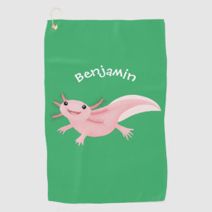 Niedlich-rosa-glückliche axolotl golfhandtuch