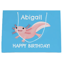 Niedlich-rosa-glückliche axolotl große geschenktüte