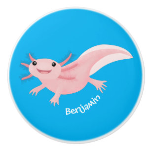 Niedlich-rosa-glückliche axolotl keramikknauf