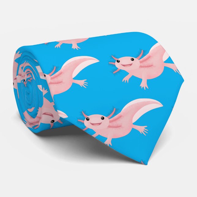Niedlich-rosa-glückliche axolotl krawatte (Gerollt)