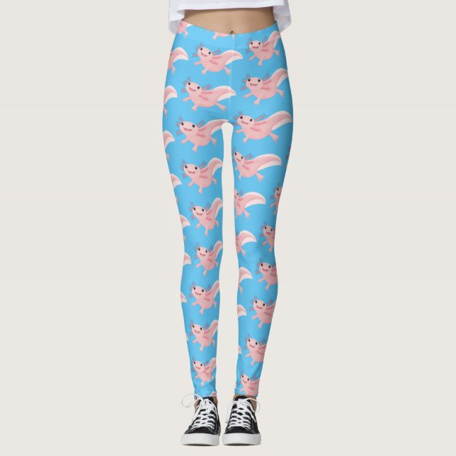 Niedlich-rosa-glückliche axolotl leggings (Vorderseite)